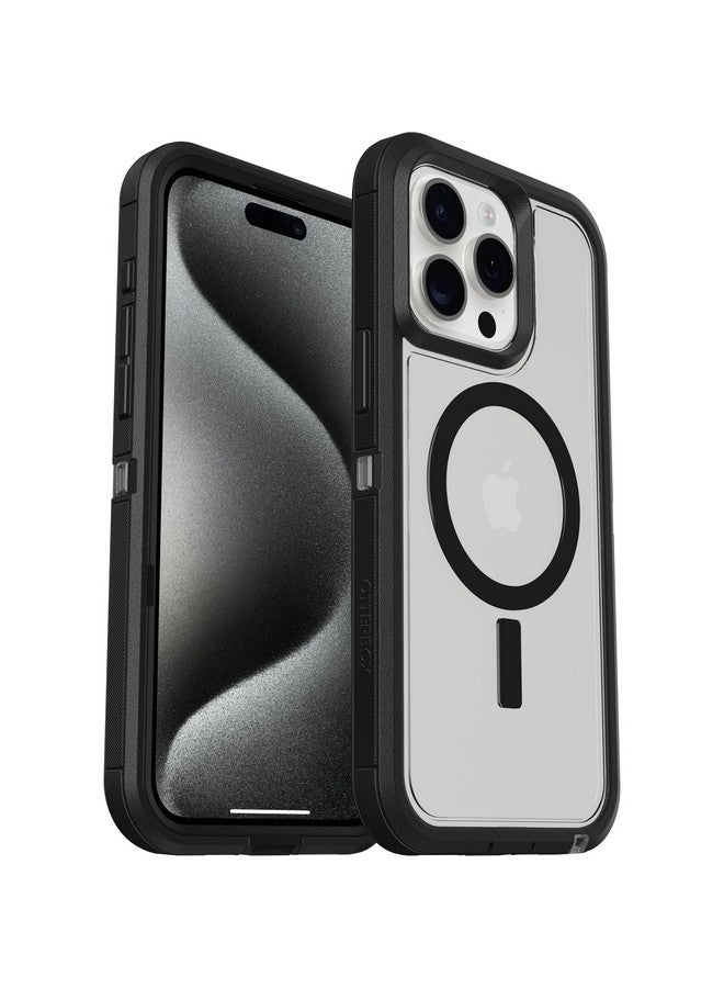 Otterbox OtterBox iPhone 15 Pro MAX (Only) Defender Series XT Clear Case - DARK SIDE (Black/Clear), screenless, rugged , snaps to MagSafe, lanyard attachment (Ships in Polybag, Ideal for Business Customers)  - Image 1