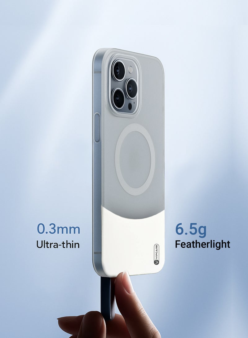 Vipcare Iphone 14 Pro Matte Duo Magcase Drop Protection and Scratch proof Iphone 14 Pro Magsafe Magnetic Wireless chanrging Iphone Case White - Image 3