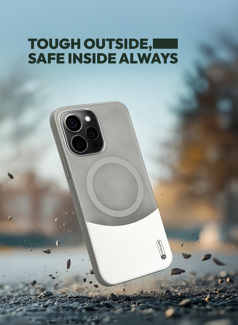 Vipcare Iphone 14 Pro Matte Duo Magcase Drop Protection and Scratch proof Iphone 14 Pro Magsafe Magnetic Wireless chanrging Iphone Case White - Image 2