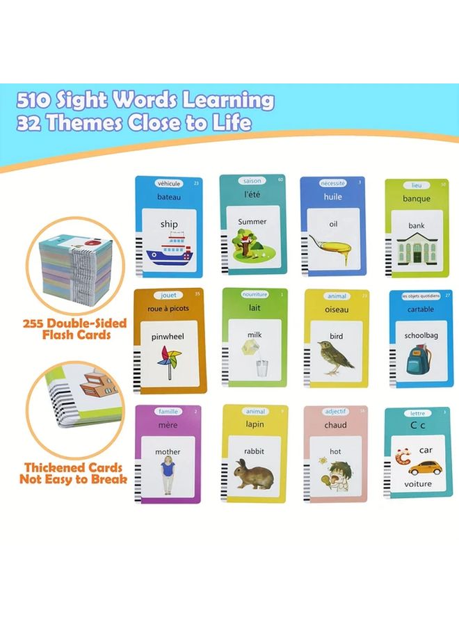 Mayaphilos 510 Word French English Bilingual Talking Flash Cards Pink Educational Toy - Image 4