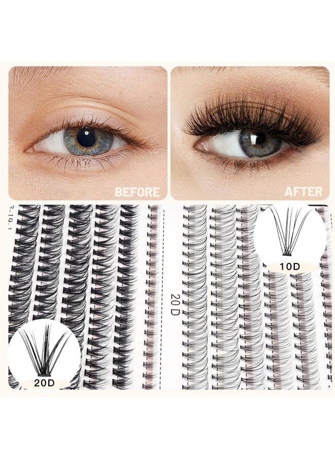 Bodermincer Lash Extension 240pcs C Curl 10D/20D Cluster 8/9/10/11/12mm,10/11/12/13/14mm,12/13/14/15/16mm Mixed Individual Cluster Lashes (10D+20D 10/11/12/13/14mm and Under Eyelashes)  - Image 3