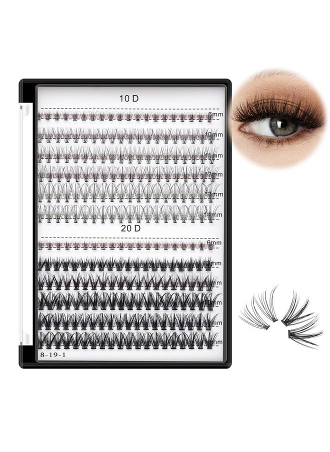 Bodermincer Lash Extension 240pcs C Curl 10D/20D Cluster 8/9/10/11/12mm,10/11/12/13/14mm,12/13/14/15/16mm Mixed Individual Cluster Lashes (10D+20D 10/11/12/13/14mm and Under Eyelashes)  - Image 1