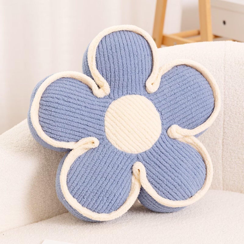 Kcvvcr Flower Pillow Soft Shaped Floor Cushion Decorative Throw Pillow Cute Seating Cushion Room Decor Plush Pillows for Sofa Couch Bed 137 Inch Blue - Image 2