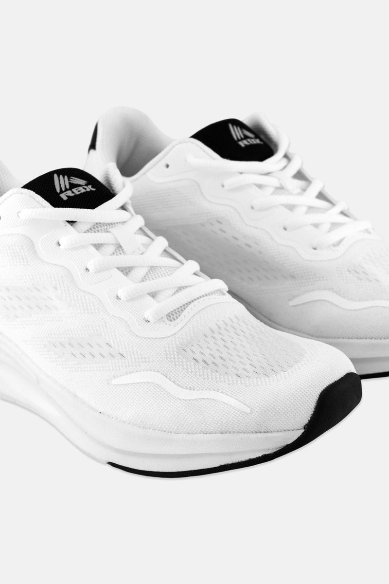 RBX Men Brand Logo Lace Up Running Shoes, White  - Image 3