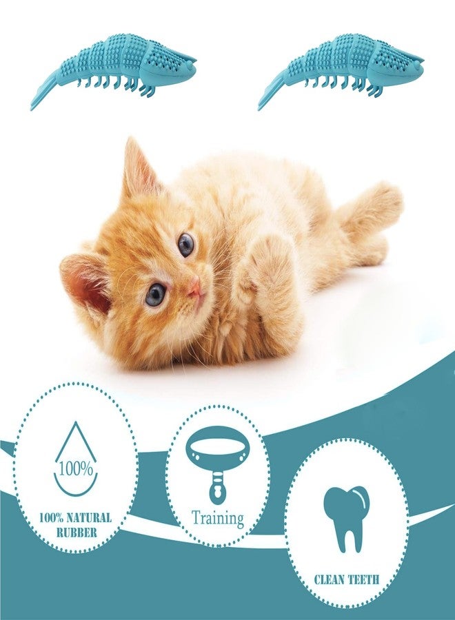 Eeaivnm Cat Toothbrush Catnip Toy,Interactive Rubber Dental Care for Pet Kitten Kitty, Crayfish-Shaped Safe Chewing Toy Tooth Cleaning Resistant Cat Toy(2 Pack) - Image 2