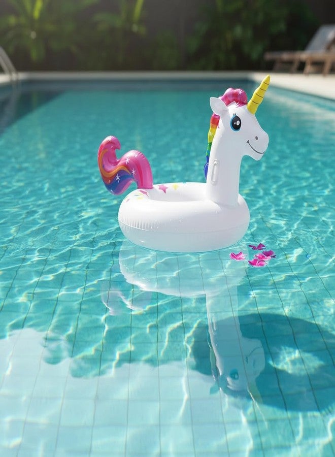 DHARNIX Inflatable Unicorn Pool Float Ring for Kids & Adults | Cute Rainbow Unicorn Swimming Tube with Anti-Leak Valve | Soft PVC Swim Ring for Pool, Beach & Summer Party Fun - Image 3