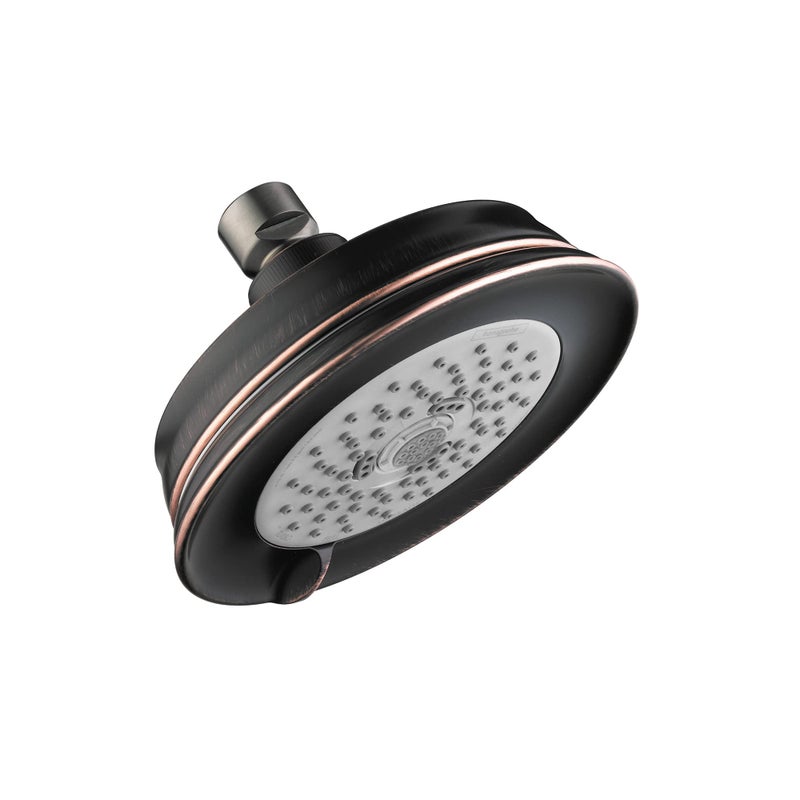 hansgrohe Croma 100 Classic 5-inch Showerhead Low Flow Classic 3-Spray Full, Pulsating Massage, Intense Turbo Water Saving with QuickClean in Rubbed Bronze, 04751920 - Image 1