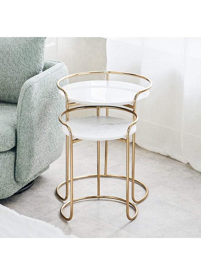 Home Box - Vitara Marble Top Nest of Tables - Set of 2 - Image 1