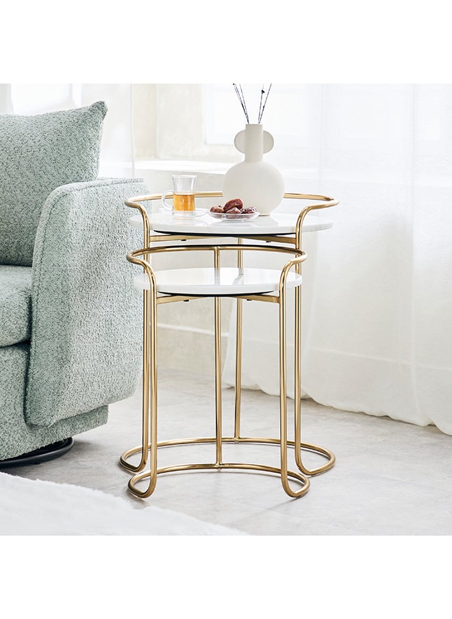 Home Box - Vitara Marble Top Nest of Tables - Set of 2 - Image 1