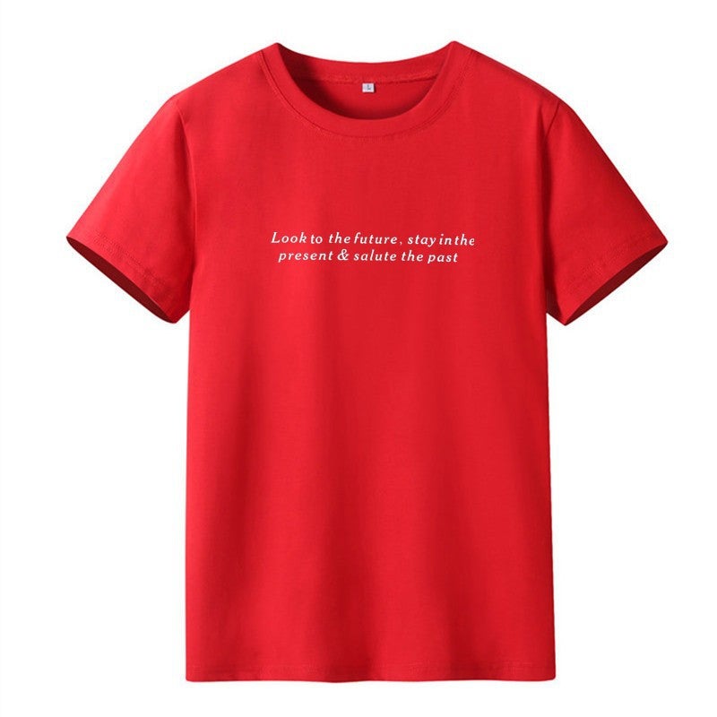 [Hair on the Day] European and American Short-sleeved Women's Letters English New 2020 Summer Printed Round Neck Cross-border T-Shirt - Image 1