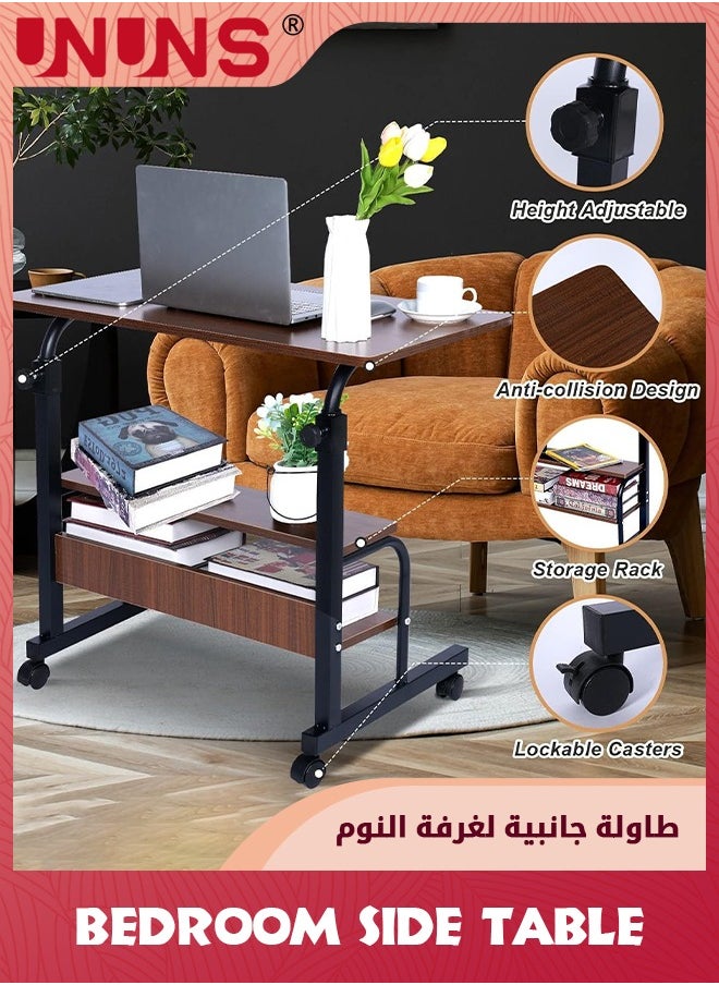 UNUNS - Bedroom Side Table,Small Standing Desk Adjustable Height,Rolling Computer Desk,Mobile Standing Desk with Wheels,Portable Stand Up Desk,Tall Computer Table,Adjustable Desktop Sit Stand Desk - Image 1
