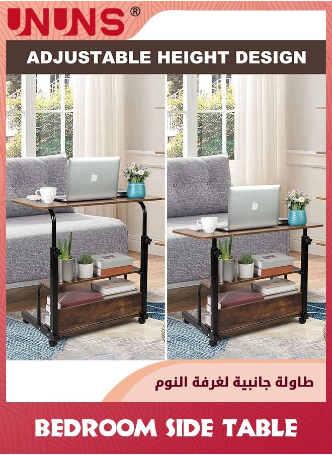 UNUNS - Bedroom Side Table,Small Standing Desk Adjustable Height,Rolling Computer Desk,Mobile Standing Desk with Wheels,Portable Stand Up Desk,Tall Computer Table,Adjustable Desktop Sit Stand Desk - Image 1