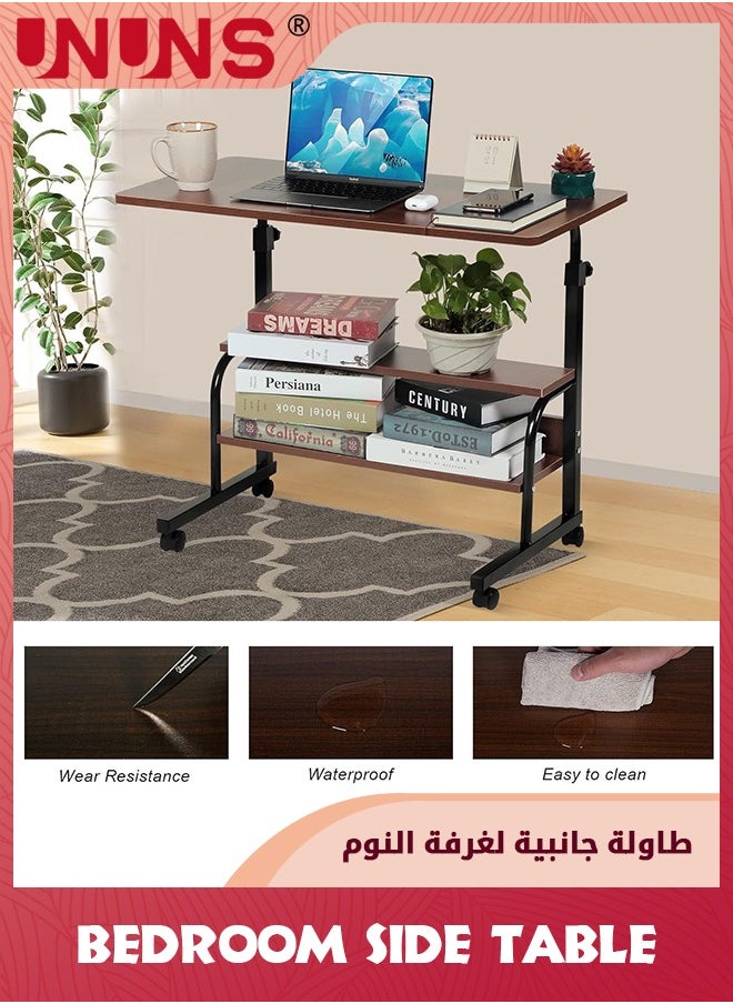 UNUNS - Bedroom Side Table,Small Standing Desk Adjustable Height,Rolling Computer Desk,Mobile Standing Desk with Wheels,Portable Stand Up Desk,Tall Computer Table,Adjustable Desktop Sit Stand Desk - Image 1