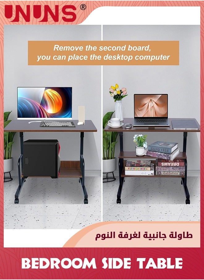 UNUNS - Bedroom Side Table,Small Standing Desk Adjustable Height,Rolling Computer Desk,Mobile Standing Desk with Wheels,Portable Stand Up Desk,Tall Computer Table,Adjustable Desktop Sit Stand Desk - Image 1