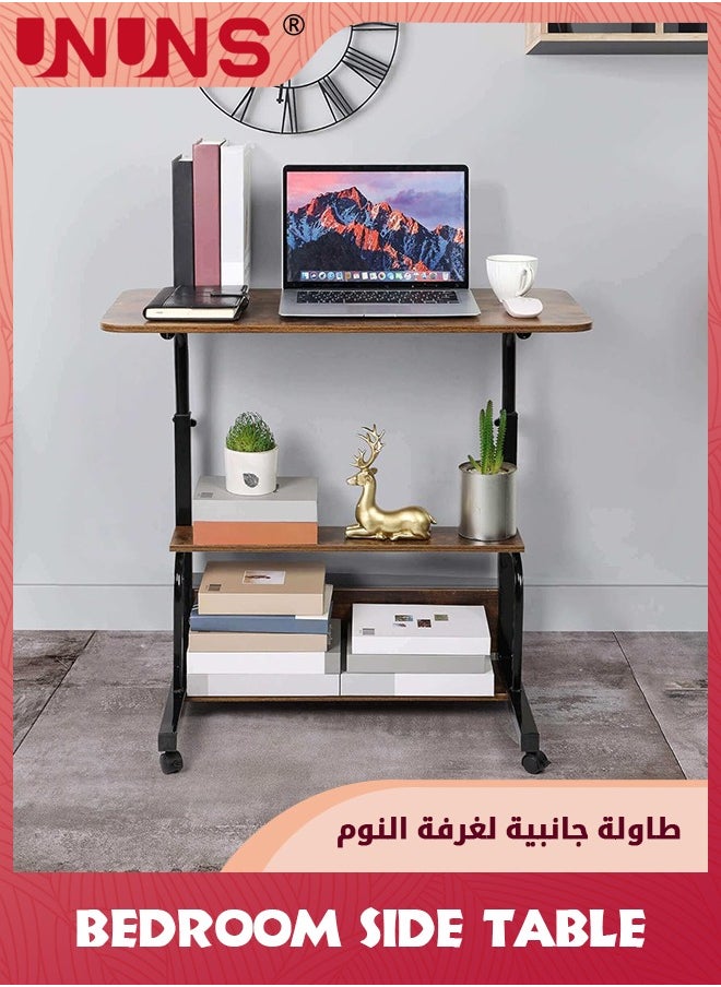 UNUNS - Bedroom Side Table,Small Standing Desk Adjustable Height,Rolling Computer Desk,Mobile Standing Desk with Wheels,Portable Stand Up Desk,Tall Computer Table,Adjustable Desktop Sit Stand Desk - Image 1