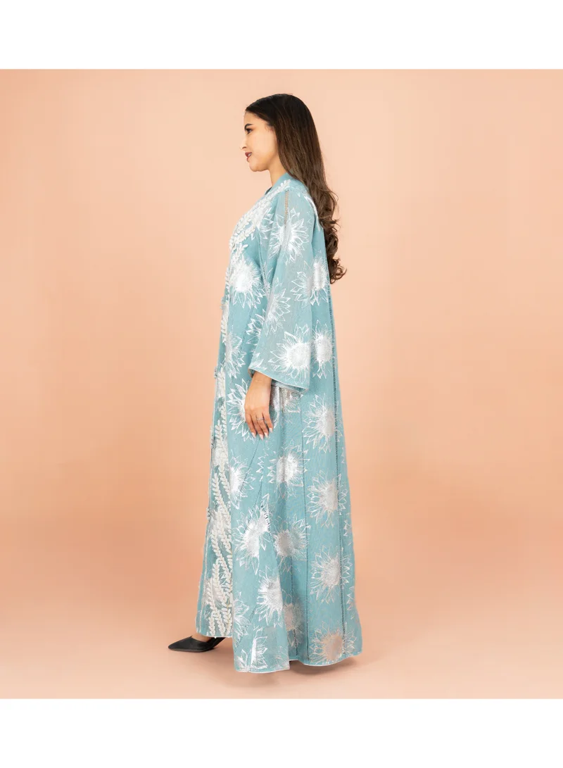 Ikkxa  Luxury Foil Leaf Prints Elegant Jalabiya for Women | Best Price UAE