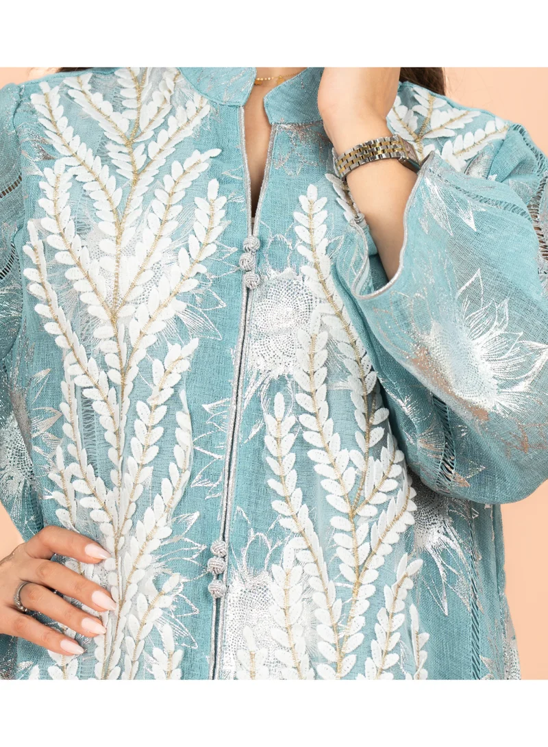 IKKXA Luxury Foil Leaf Prints Elegant Jalabiya