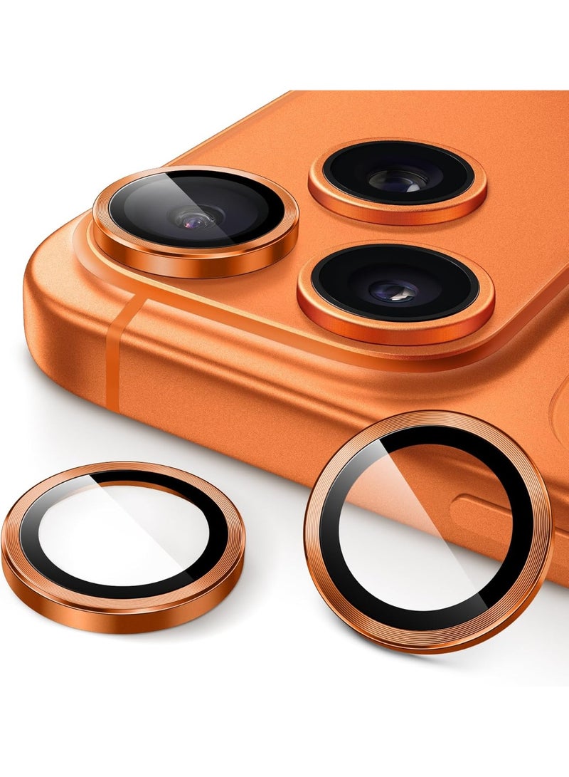 Camera Lens Protector for iPhone 17 Pro 6.3-Inch and iPhone 17 Pro Max 6.9-Inch, 9H Tempered Glass Metal Individual Ring Cover, HD Clear, 3-Pieces Cosmic Orange - Image 1