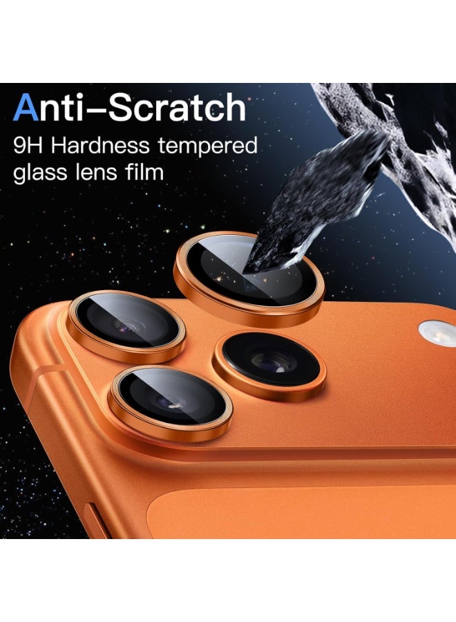 Camera Lens Protector for iPhone 17 Pro 6.3-Inch and iPhone 17 Pro Max 6.9-Inch, 9H Tempered Glass Metal Individual Ring Cover, HD Clear, 3-Pieces Cosmic Orange - Image 4
