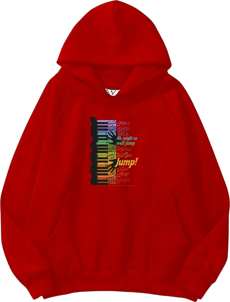 DogFish Women, Men's Sweatshirt Oversize Colorful Keyboard Printed Bold Red Lover Sweatshirt