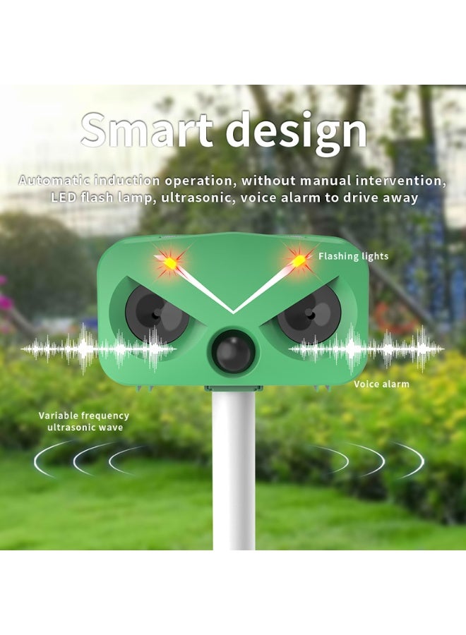 BlueFire Solar Animal Repeller with PIR Motion Sensor Ultrasonic Alarm LED Flash Light USB Rechargeable Garden Pest Deterrent Green - Image 5