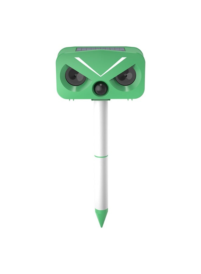BlueFire Solar Animal Repeller with PIR Motion Sensor Ultrasonic Alarm LED Flash Light USB Rechargeable Garden Pest Deterrent Green - Image 1