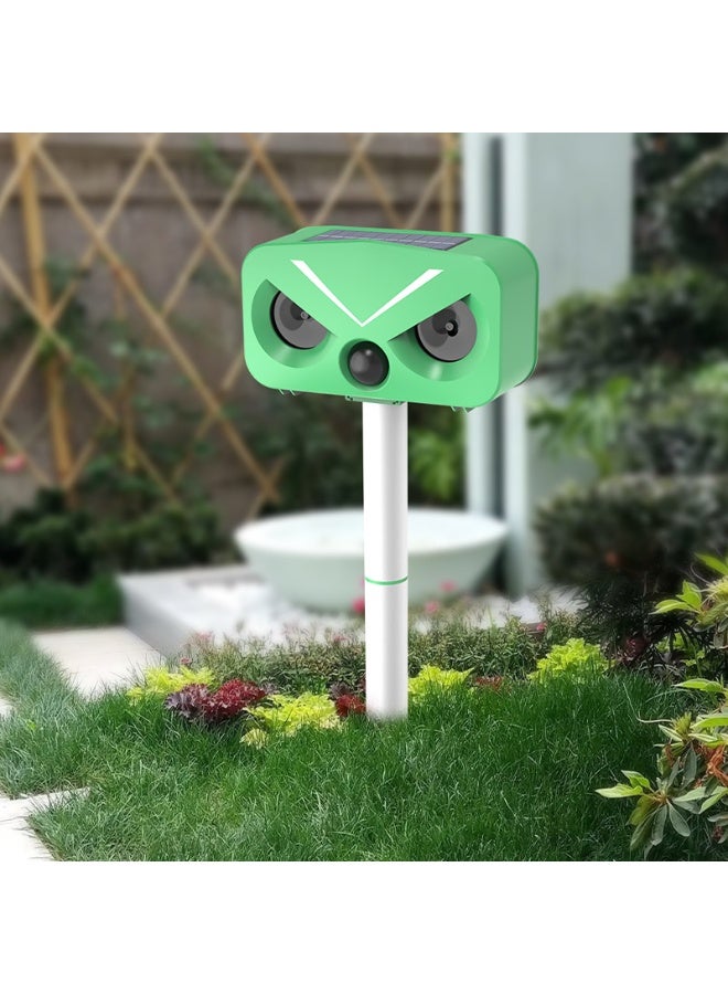 BlueFire Solar Animal Repeller with PIR Motion Sensor Ultrasonic Alarm LED Flash Light USB Rechargeable Garden Pest Deterrent Green - Image 4