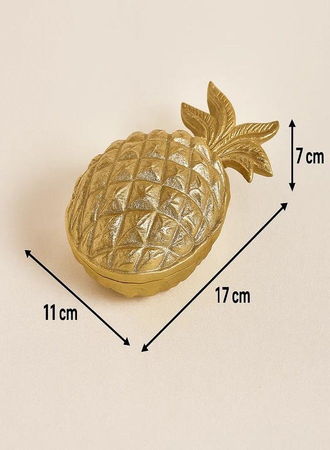 CORAL TREE Coral Tree Pineapple Shaped Decorative Candle Holder with Lid - Gold Finish, 2-Wick Wax Candle - Image 2