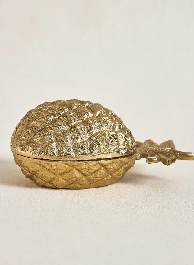 CORAL TREE Coral Tree Pineapple Shaped Decorative Candle Holder with Lid - Gold Finish, 2-Wick Wax Candle - Image 4
