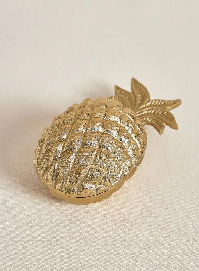 CORAL TREE Coral Tree Pineapple Shaped Decorative Candle Holder with Lid - Gold Finish, 2-Wick Wax Candle - Image 5
