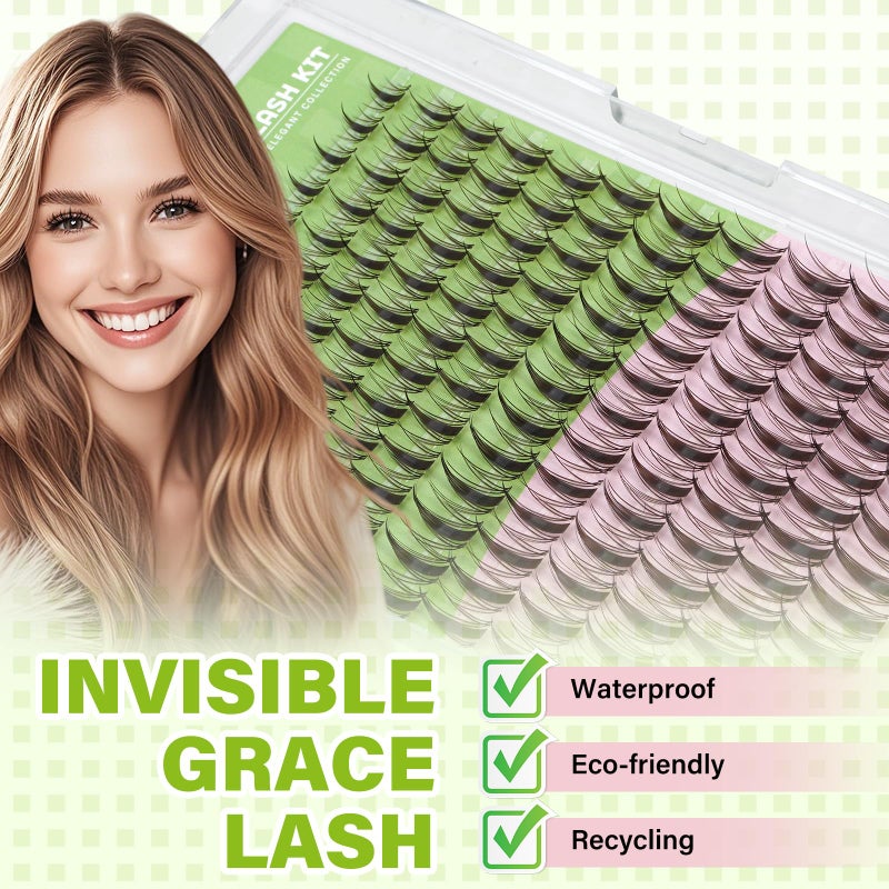 KEYYOU Fairy Brown Lash Clusters Eyelash Extension D Curl 144Pcs Eyelash Extension Wispy Natural Invisible Band Lash with Waterproof DIY Lash Extension at Home(Fairy Brown-D-8-18MIX) - Image 3