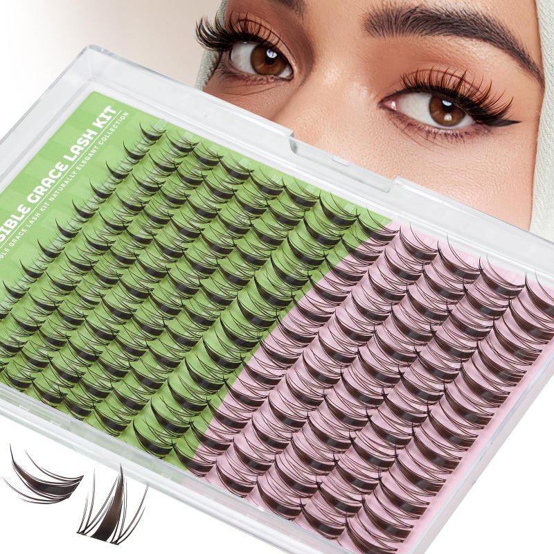 KEYYOU Fairy Brown Lash Clusters Eyelash Extension D Curl 144Pcs Eyelash Extension Wispy Natural Invisible Band Lash with Waterproof DIY Lash Extension at Home(Fairy Brown-D-8-18MIX) - Image 1