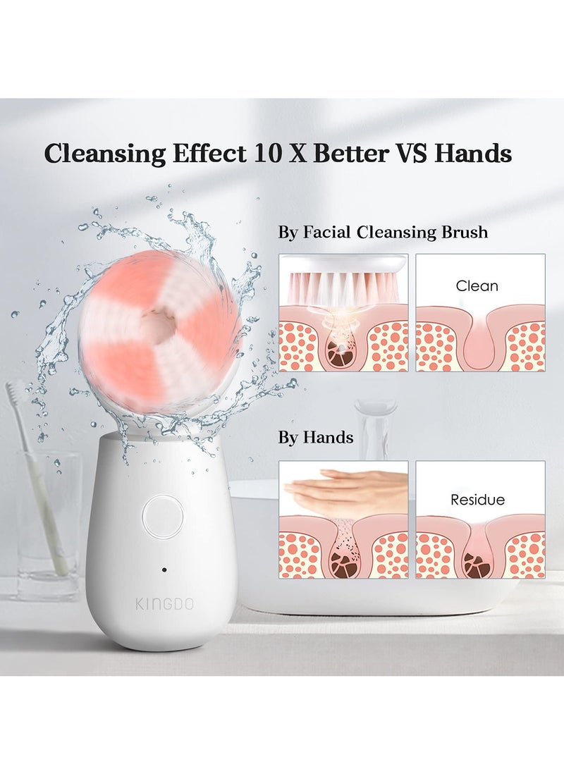 SYOSI Facial Cleansing Brush, Spin Rechargeable Face Scrubber with 2 Rotate Brush Heads, 3 Modes for Deep Cleaning Exfoliating Removing Blackhead Massaging Holiday Gifts Set for Women/ Girls - Image 4