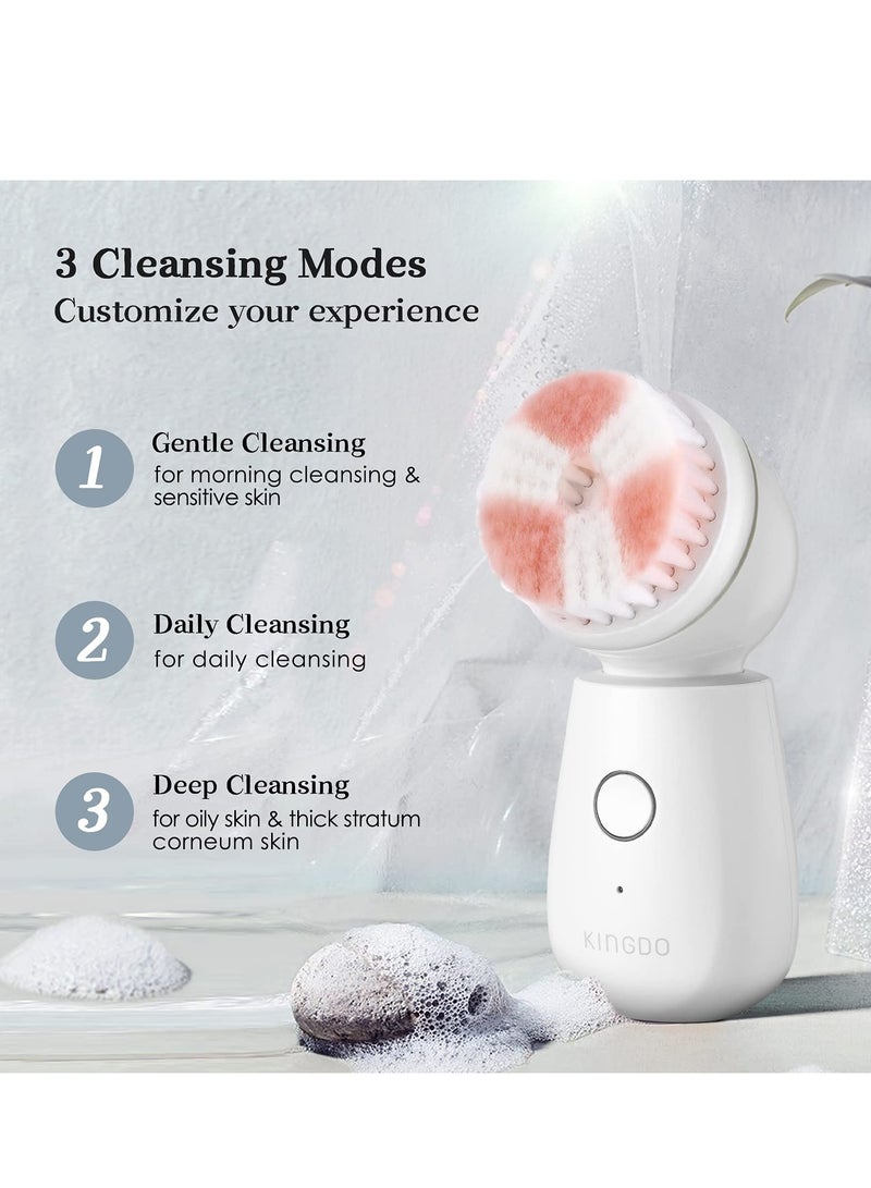 SYOSI Facial Cleansing Brush, Spin Rechargeable Face Scrubber with 2 Rotate Brush Heads, 3 Modes for Deep Cleaning Exfoliating Removing Blackhead Massaging Holiday Gifts Set for Women/ Girls - Image 5