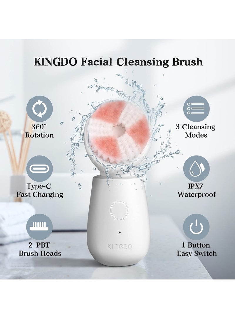 SYOSI Facial Cleansing Brush, Spin Rechargeable Face Scrubber with 2 Rotate Brush Heads, 3 Modes for Deep Cleaning Exfoliating Removing Blackhead Massaging Holiday Gifts Set for Women/ Girls - Image 3