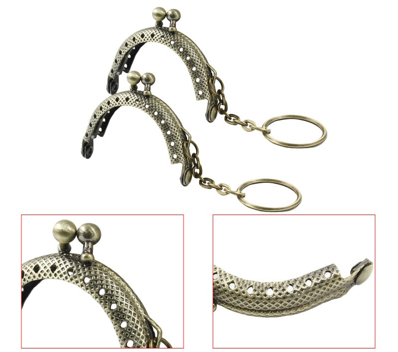 Moicstiy 10 PCS Kiss Clasp Lock Bronze Arch Purse Frame Metal Coin Frame Clasp with Key Ring for DIY Craft Bag Sewing - Image 5