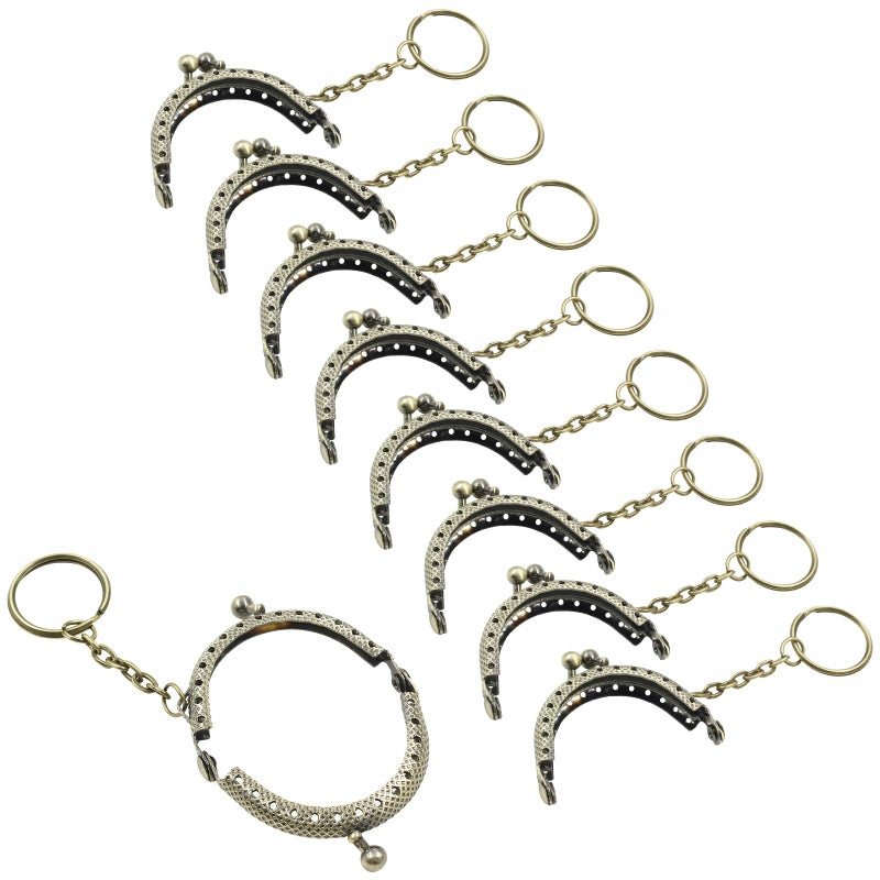 Moicstiy 10 PCS Kiss Clasp Lock Bronze Arch Purse Frame Metal Coin Frame Clasp with Key Ring for DIY Craft Bag Sewing - Image 1