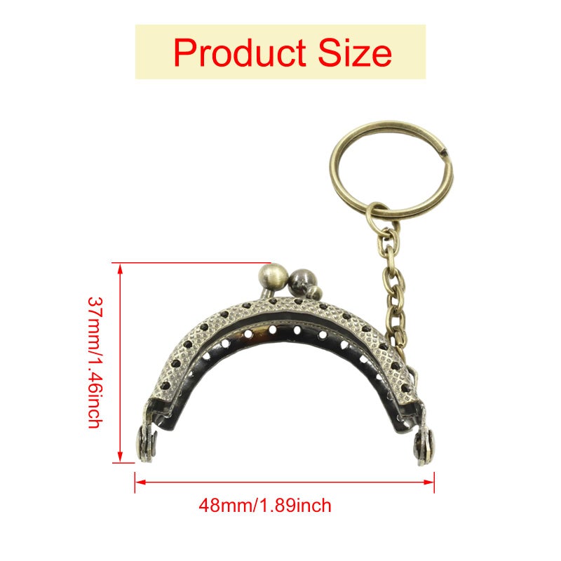 Moicstiy 10 PCS Kiss Clasp Lock Bronze Arch Purse Frame Metal Coin Frame Clasp with Key Ring for DIY Craft Bag Sewing - Image 3
