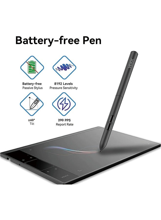 VEIKK A30 Drawing Tablet 10x6 Inch Graphics Tablet with Battery-Free Pen and 8192 Professional Levels Pressure - Image 4