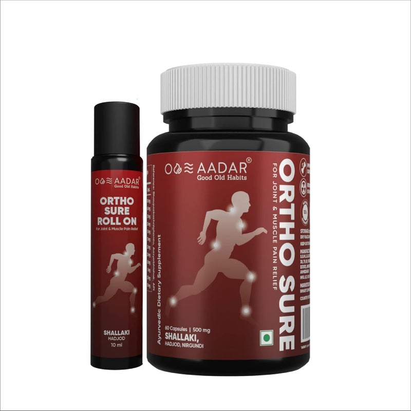 AADAR Ayurveda Ortho Sure Pain Capsule for Joint and Muscle Pain Relief (60 Capsules) - Image 1