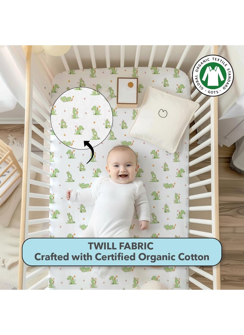 The White Cradle Cotton Baby Crib Fitted Bed Sheets for Cot Organic Twill Fabric Baby Bedding for New Born Infants Toddlers 55x28 Pack of 1 The White Cradle White Bunny  - Image 2