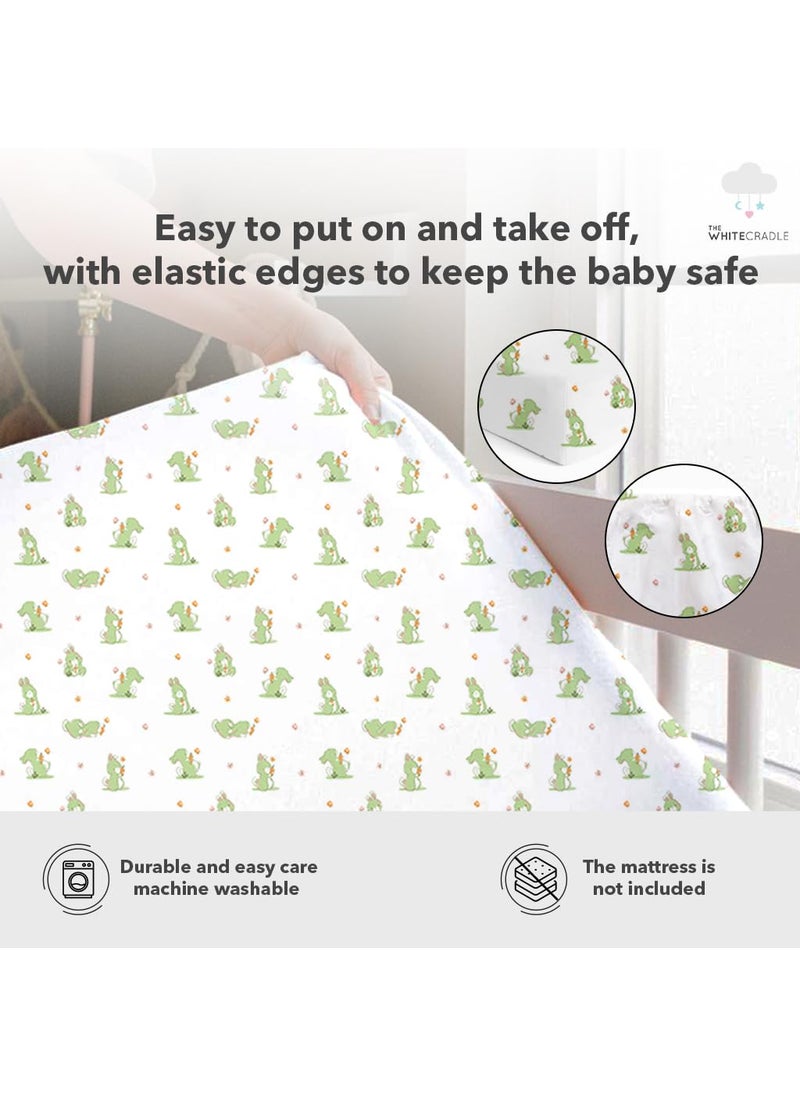 The White Cradle Cotton Baby Crib Fitted Bed Sheets for Cot Organic Twill Fabric Baby Bedding for New Born Infants Toddlers 55x28 Pack of 1 The White Cradle White Bunny  - Image 3