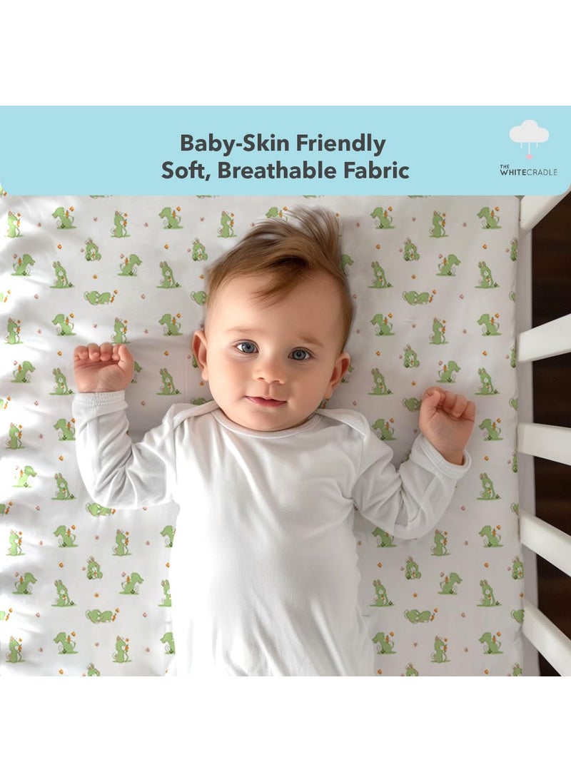 The White Cradle Cotton Baby Crib Fitted Bed Sheets for Cot Organic Twill Fabric Baby Bedding for New Born Infants Toddlers 55x28 Pack of 1 The White Cradle White Bunny  - Image 4