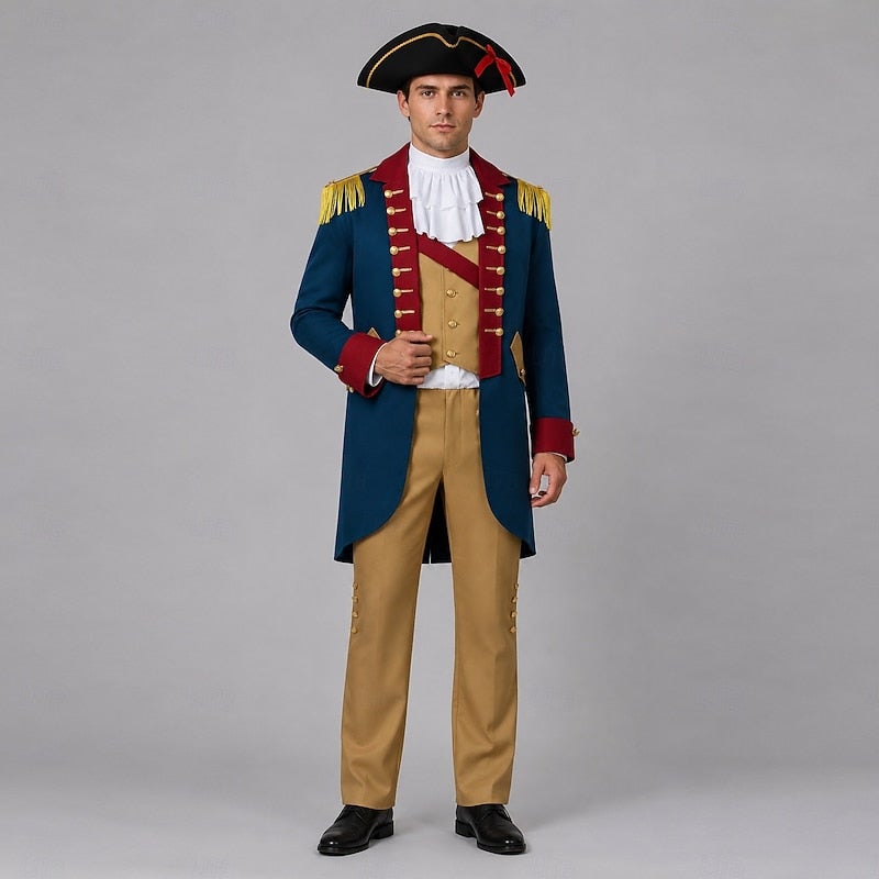 Y&D Set Retro Vintage 18th Century Outfits Long Sleeves George Washington Alexander Hamilton Colonial Revolutionary War Costumes Fancy Dress Men's Carnival Costume Halloween Carnival Masquerade Carnival - Image 1