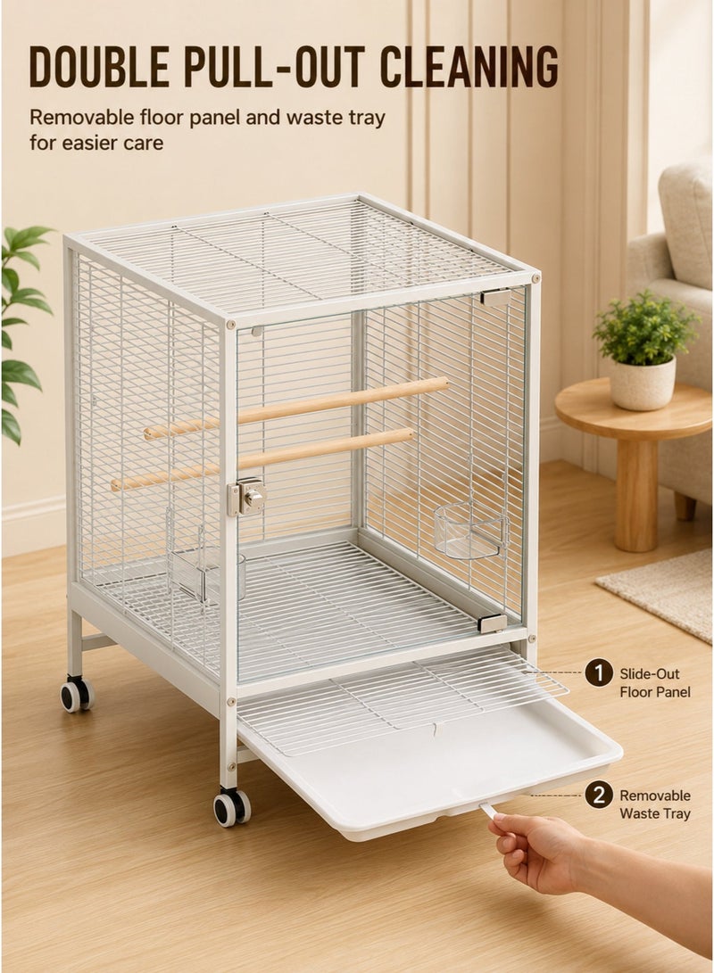 HUMJO Large, Luxurious Birdcage With A Transparent Panoramic Glass Door For Easy Viewing; Wheeled, Movable, Spacious Cage Suitable For Lovebirds, Budgerigars, And Zebra Finches. - Image 3