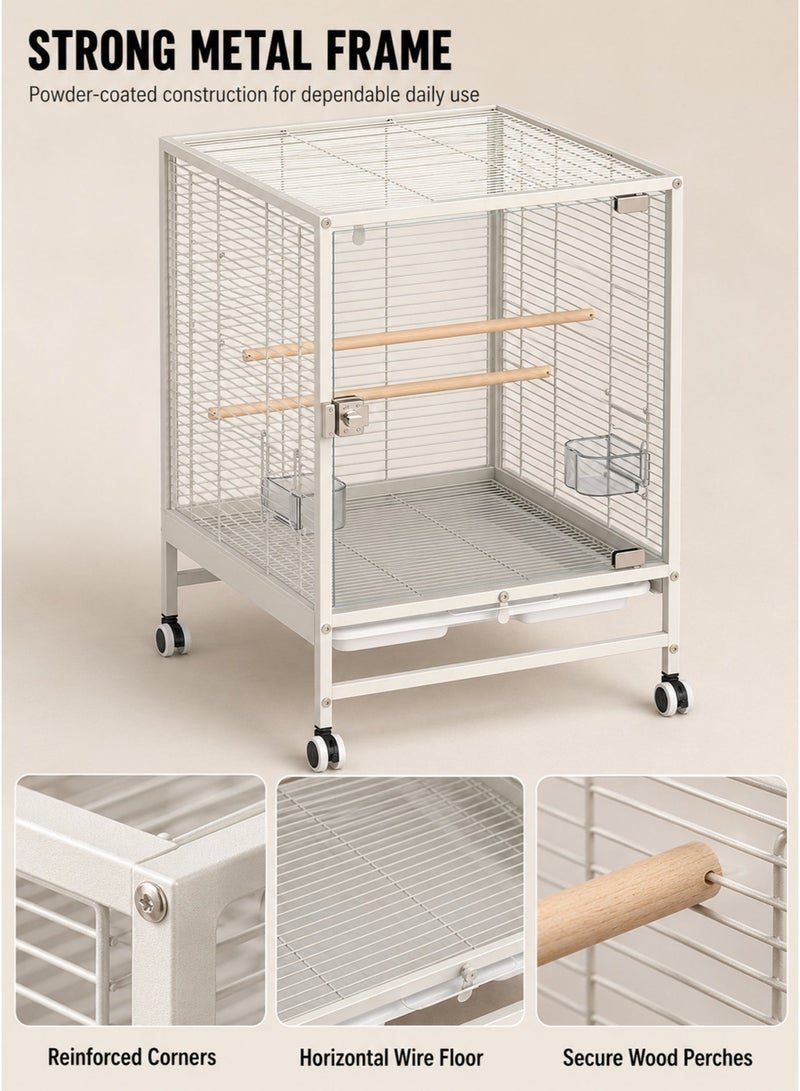 HUMJO Large, Luxurious Birdcage With A Transparent Panoramic Glass Door For Easy Viewing; Wheeled, Movable, Spacious Cage Suitable For Lovebirds, Budgerigars, And Zebra Finches. - Image 5