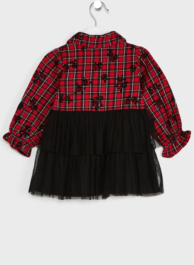 Nautinati Checked Shirt Organza Dress