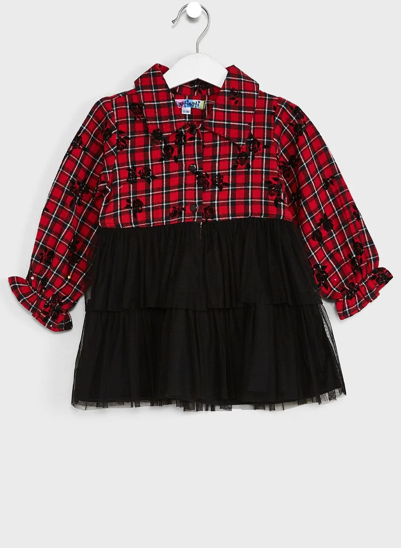 Nautinati Checked Shirt Organza Dress