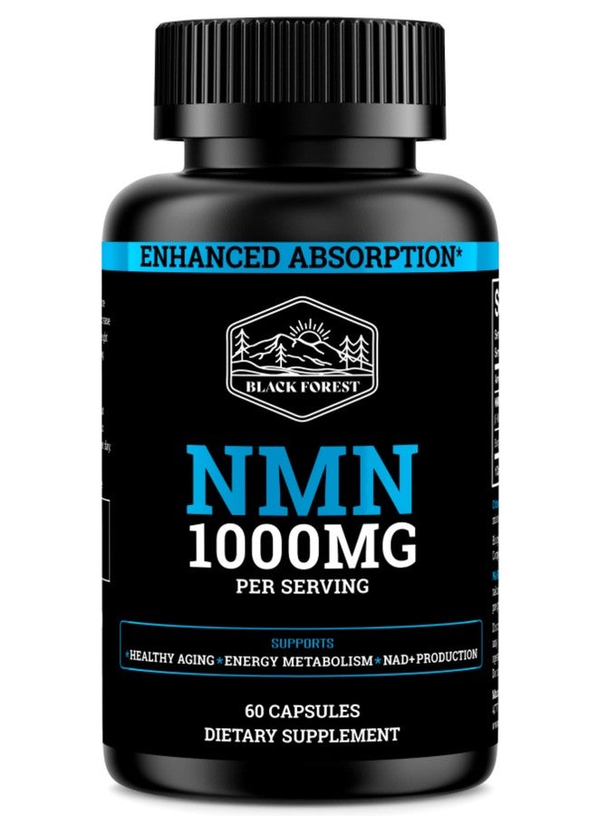 Black Forest NMN Supplements 1000mg (Nicotinamide Mononucleotide) 99% Pure, Stabilized Form, BioPerine® for Enhanced Bioavailability (60 Capsules) (NMN 1000mg per Serving) NAD Supplement for NAD - Image 1