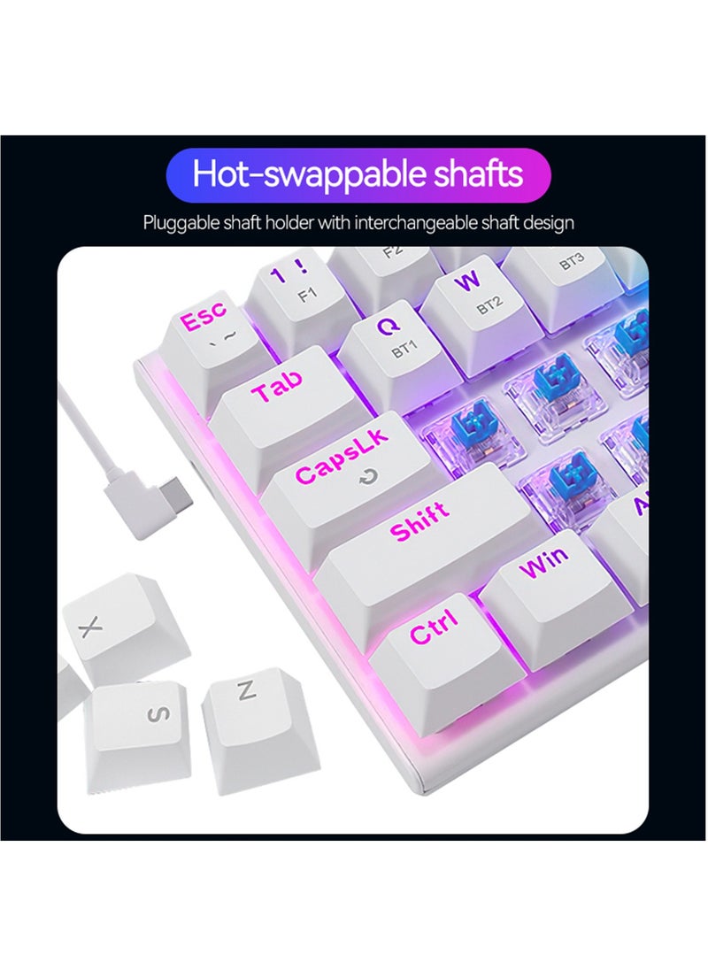 E-YOOSO - Z-11 3 Modes Wireless Mechanical Keyboard, Blue Switch Bluetooth/2.4G/USB-C 60% Portable Rechargeable 61 Keys Gaming Keyboard, Compact RGB Hot Swappable Mechanical Keyboard for Windows/Mac - Image 1